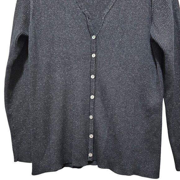 Style & Co Womens Black Metallic Ribbed Button-Up Cardigan Sweater XL Acrylic Bl - Picture 3 of 8